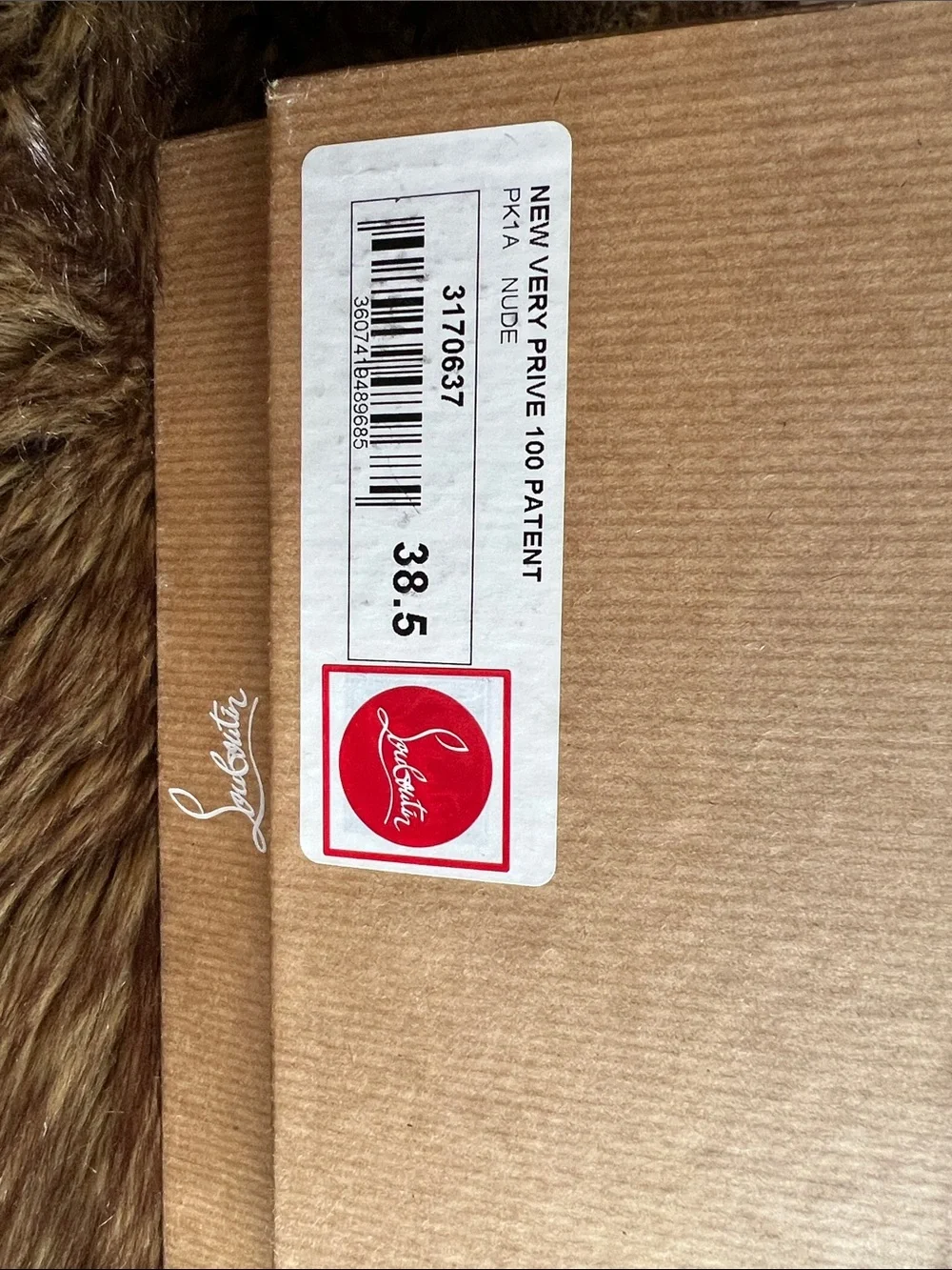 Christian Louboutin Nude Patent Peep-Toe Pumps with Signature Red Sole
